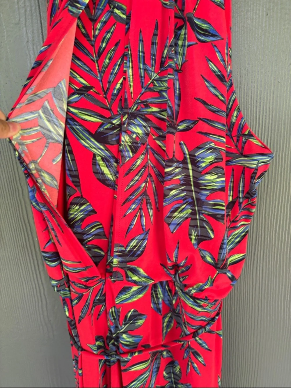 London times Red Tropical Print Halter Jumpsuit - Picture 8 of 10
